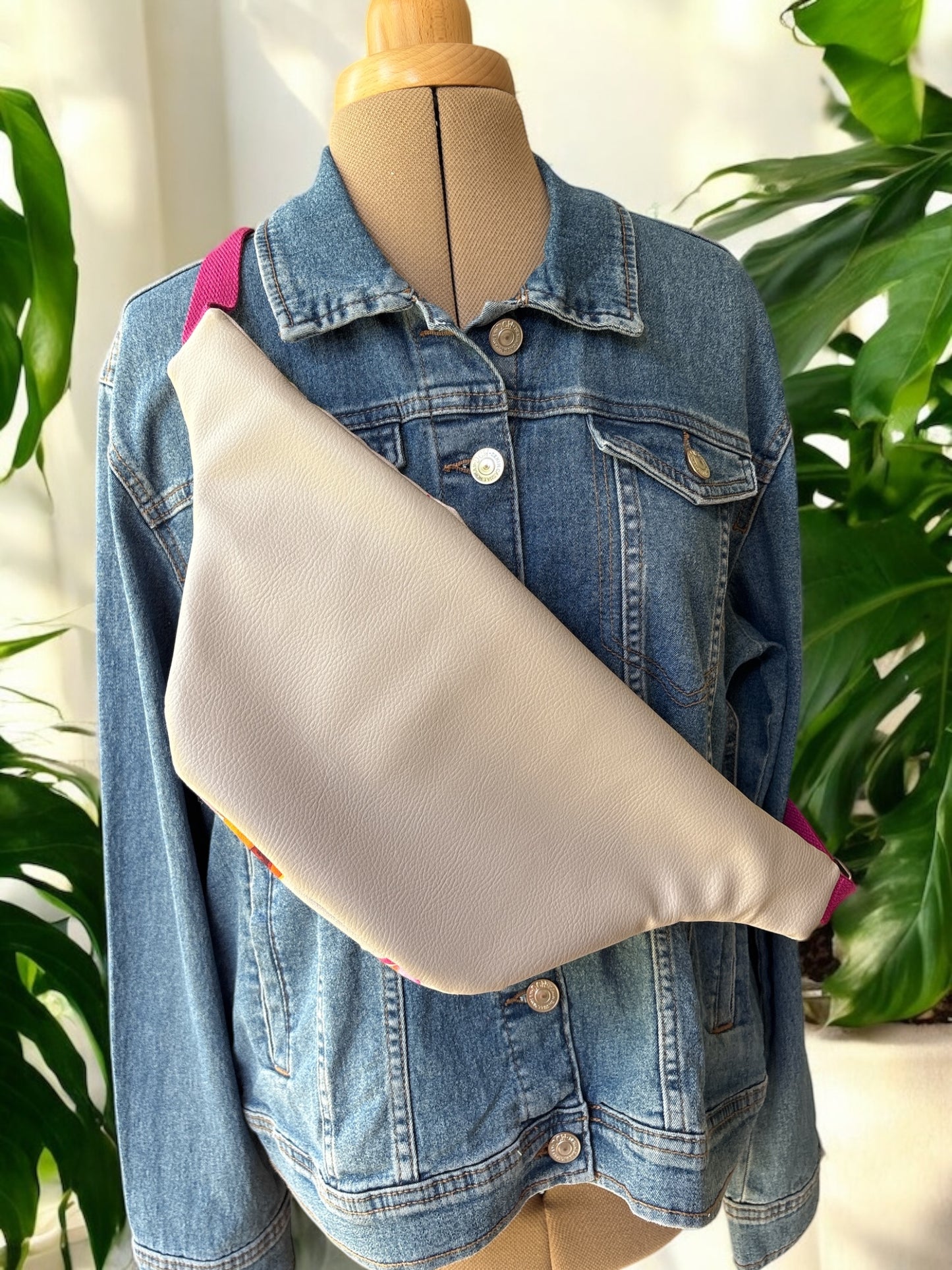 Sac Banane adulte en toile de coton Maison THEVENON et simili cuir -Pièce unique-