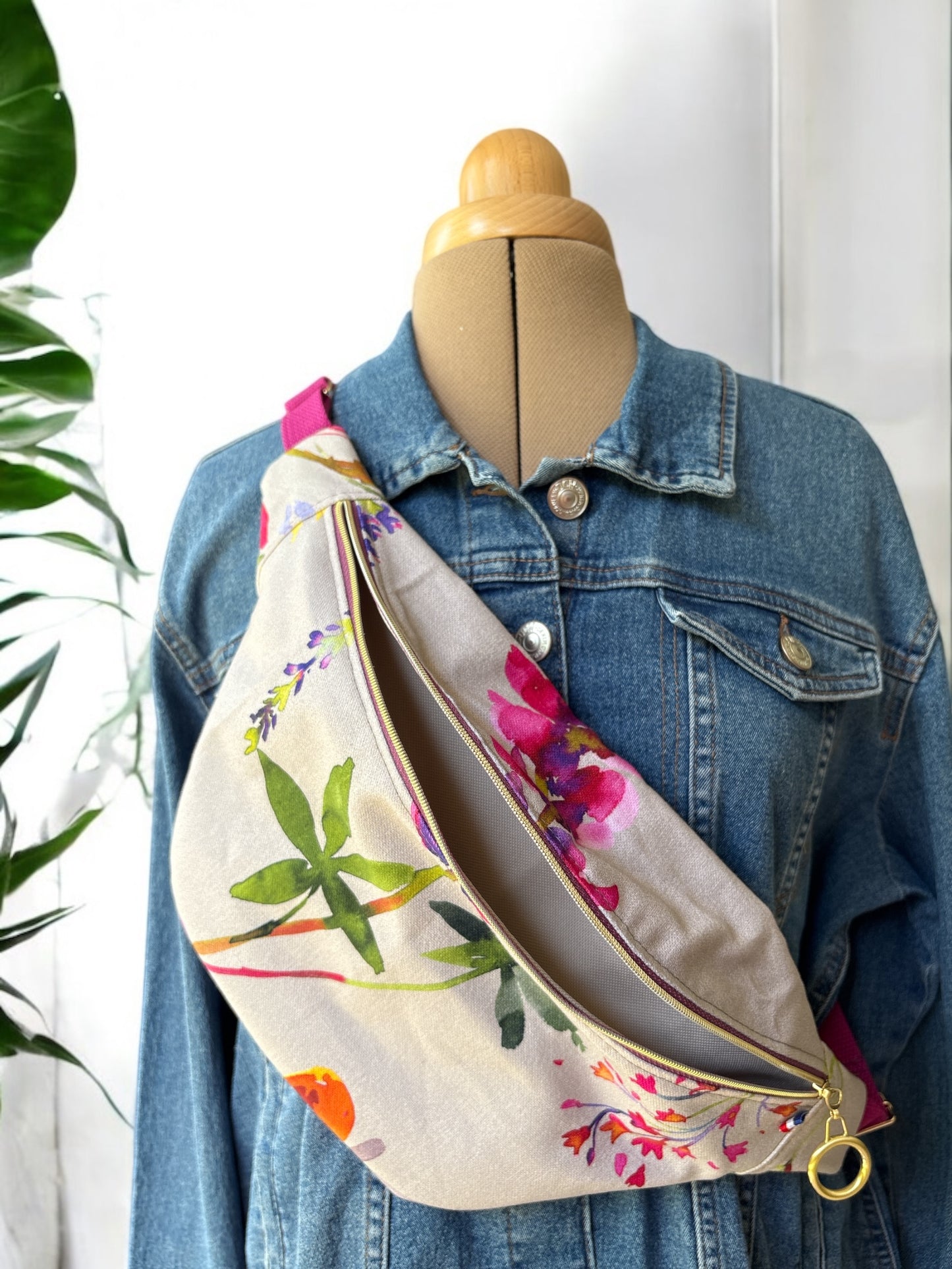 Sac Banane adulte en toile de coton Maison THEVENON et simili cuir -Pièce unique-