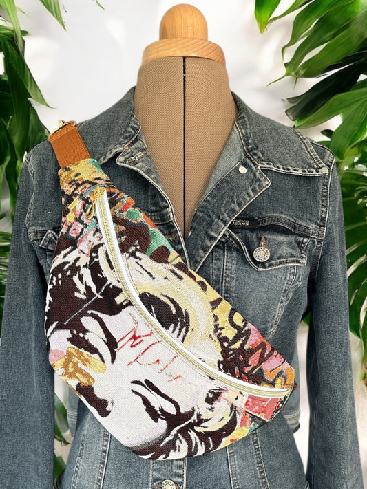 Sac Banane adulte en tissu Jacquard Maryline Monroe sangle rouille -40x18 cm
