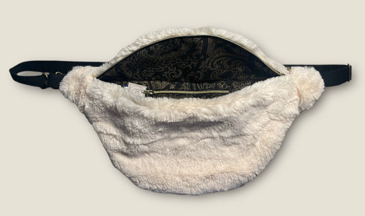 Sac Banane en fausse fourrure ultra douce-creme- 40x18 cm