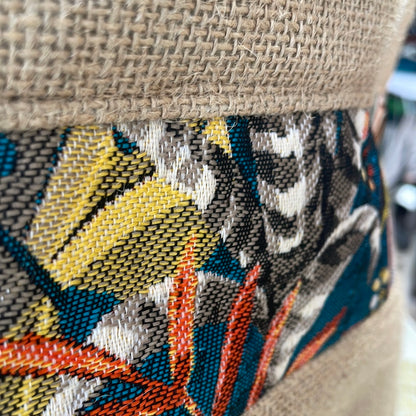 Sac cabas en toile de jute et jacquard savane -Piece unique-32x35x16 cm