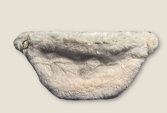 Sac Banane en fausse fourrure ultra douce-creme- 40x18 cm